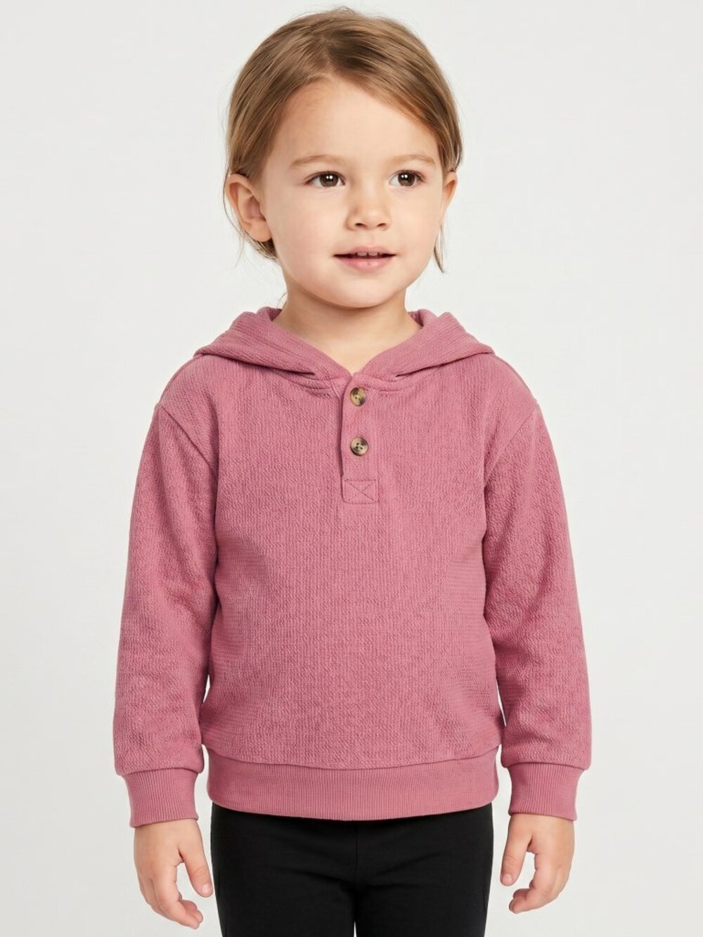 *Old Navy Pink Crepe Long Sleeve Henley Hoodie